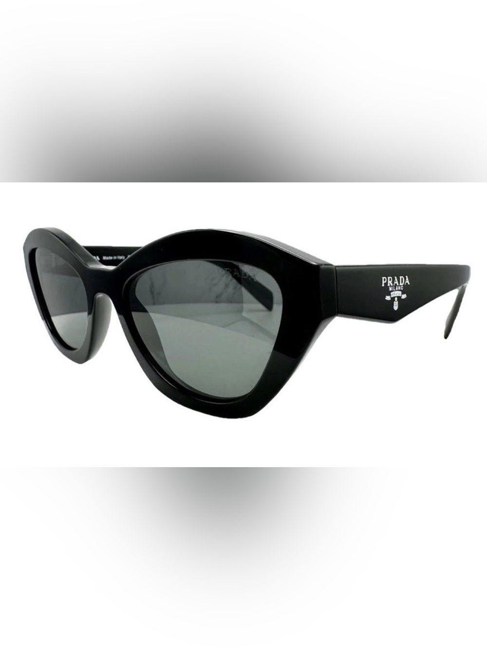 Prada Black Cat-Eye Sunglasses with Gray Lenses